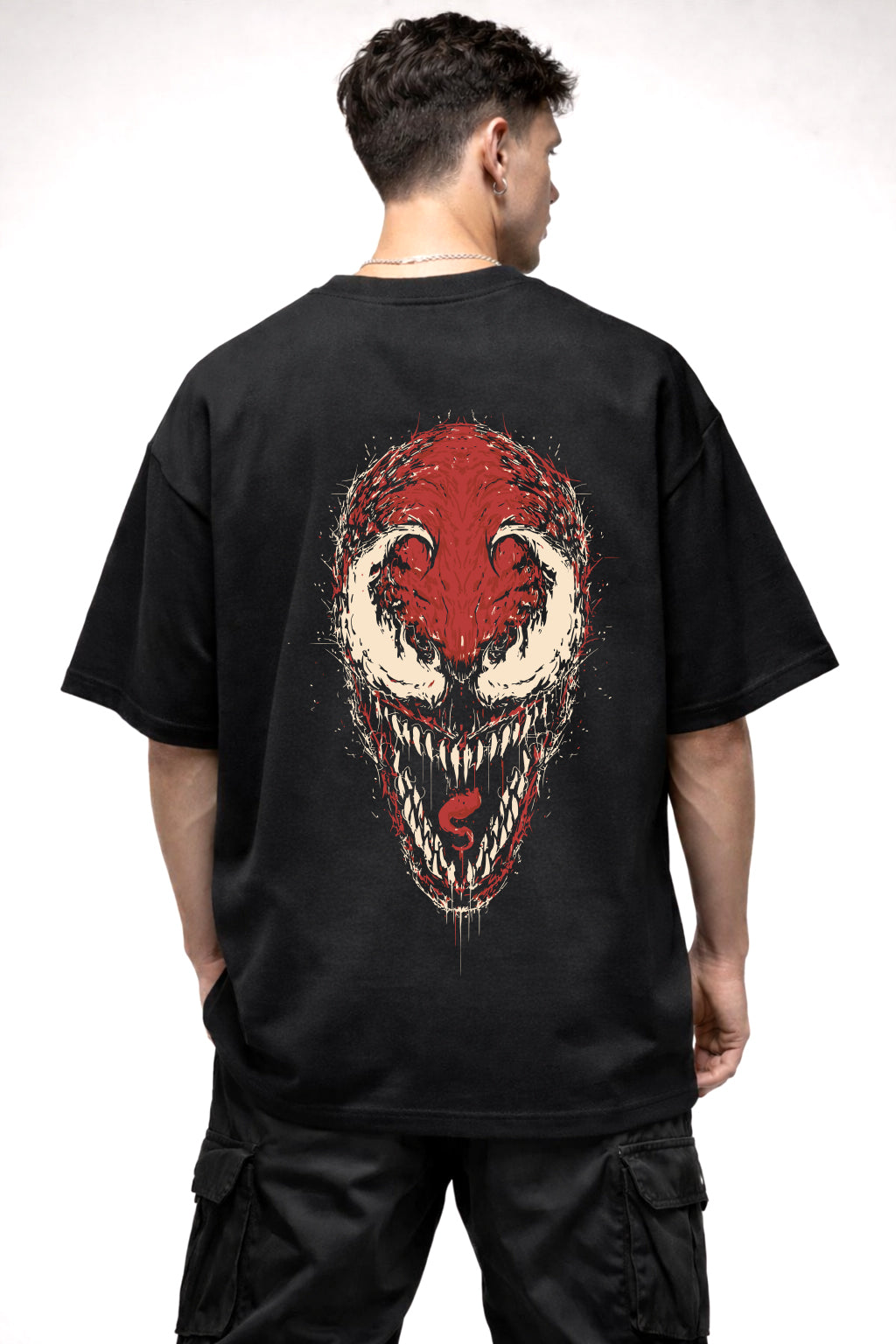 RED VENOM GRAPHIC | BLACK OVERSIZED FIT TEE