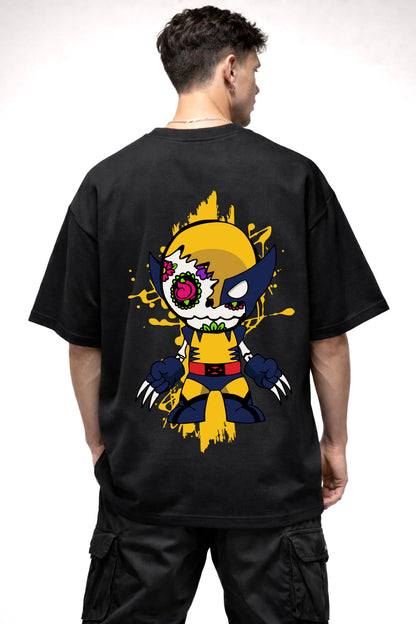 WOLVERINE CARTOON GRAPHIC | BLACK OVERSIZED FIT TEE
