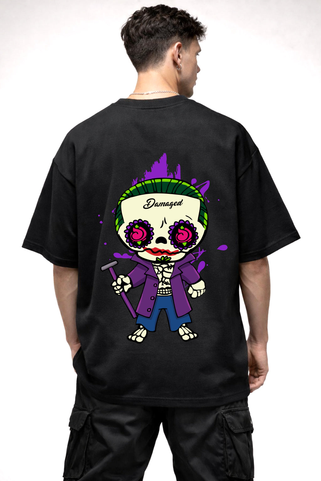 DAMAGED SKELETON GRAPHIC | BLACK OVERSIZED FIT TEE