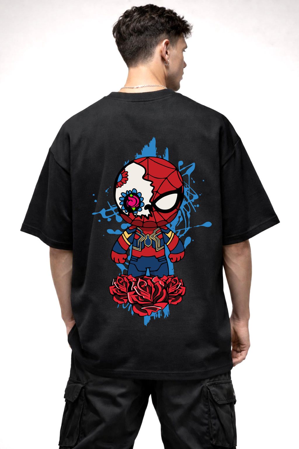 SPIDERMAN CARTOON GRAPHIC | BLACK OVERSIZED FIT TEE
