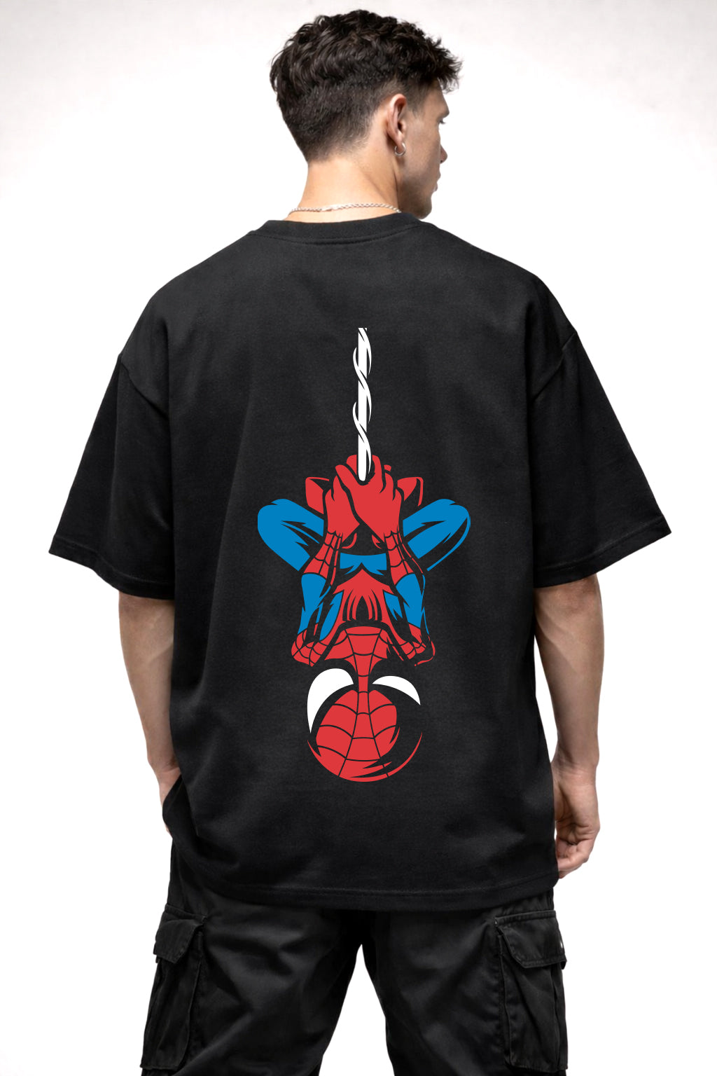 SPIDER MAN CARTOON GRAPHIC | BLACK OVERSIZED FIT TEE