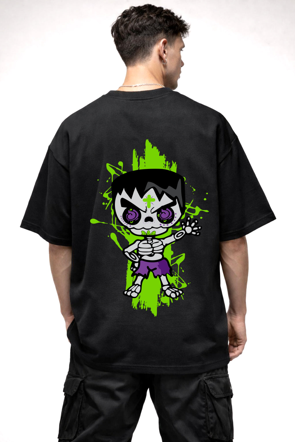 HULK SKULL CARTOON GRAPHIC | BLACK OVERSIZED FIT TEE