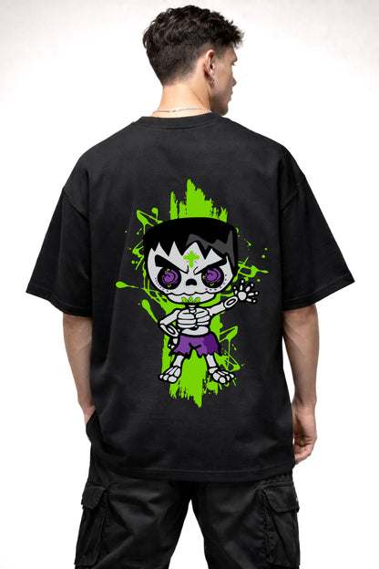 HULK SKULL CARTOON GRAPHIC | BLACK OVERSIZED FIT TEE