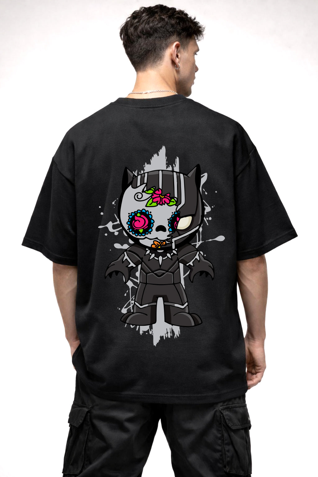BLACK PANTHER CARTOON GRAPHIC | BLACK OVERSIZED FIT TEE