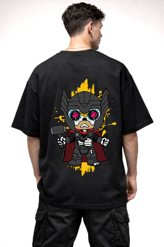 THOR CARTOON GRAPHIC | BLACK OVERSIZED FIT TEE