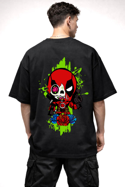 DEAD POOL CARTOON GRAPHIC | BLACK OVERSIZED FIT TEE