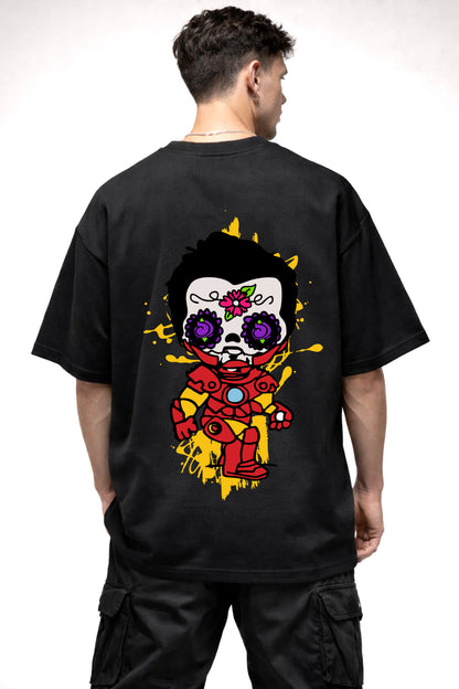 IRON MAN CARTOON GRAPHIC | BLACK OVERSIZED FIT TEE