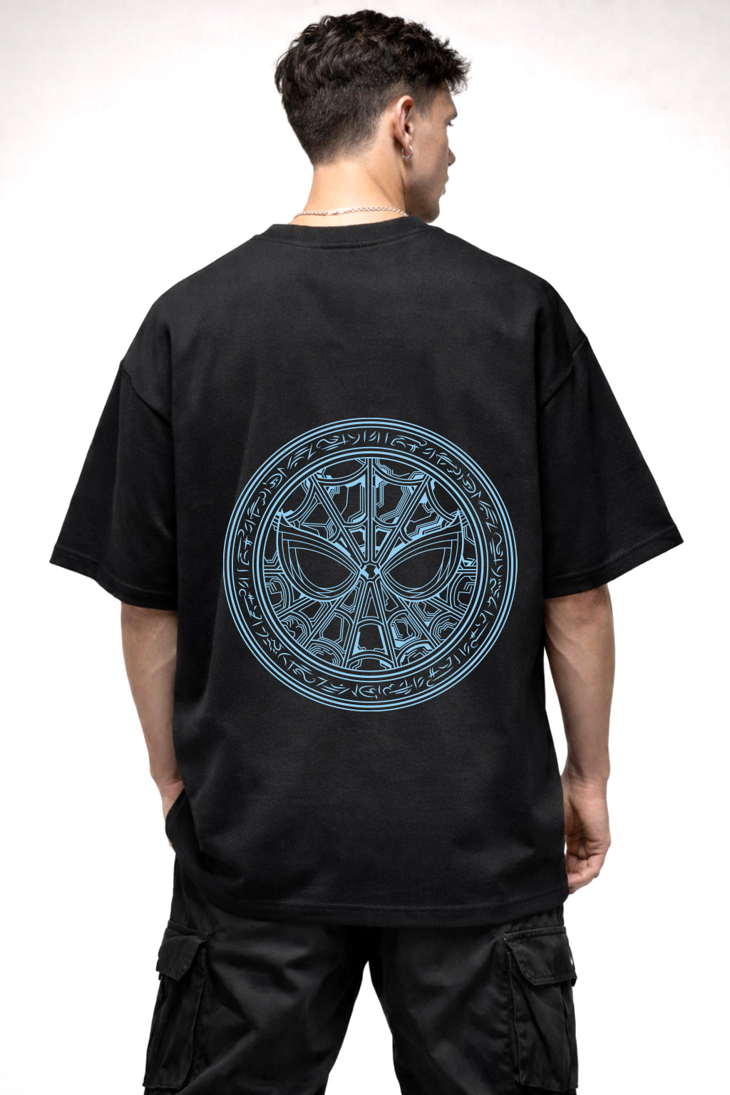 SPIDERMAN MASK LOGO GRAPHIC | BLACK OVERSIZED FIT TEE