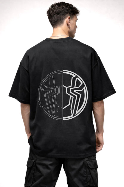 SPIDERMAN BLACK AND WHITE LOGO GRAPHIC | BLACK OVERSIZED FIT TEE