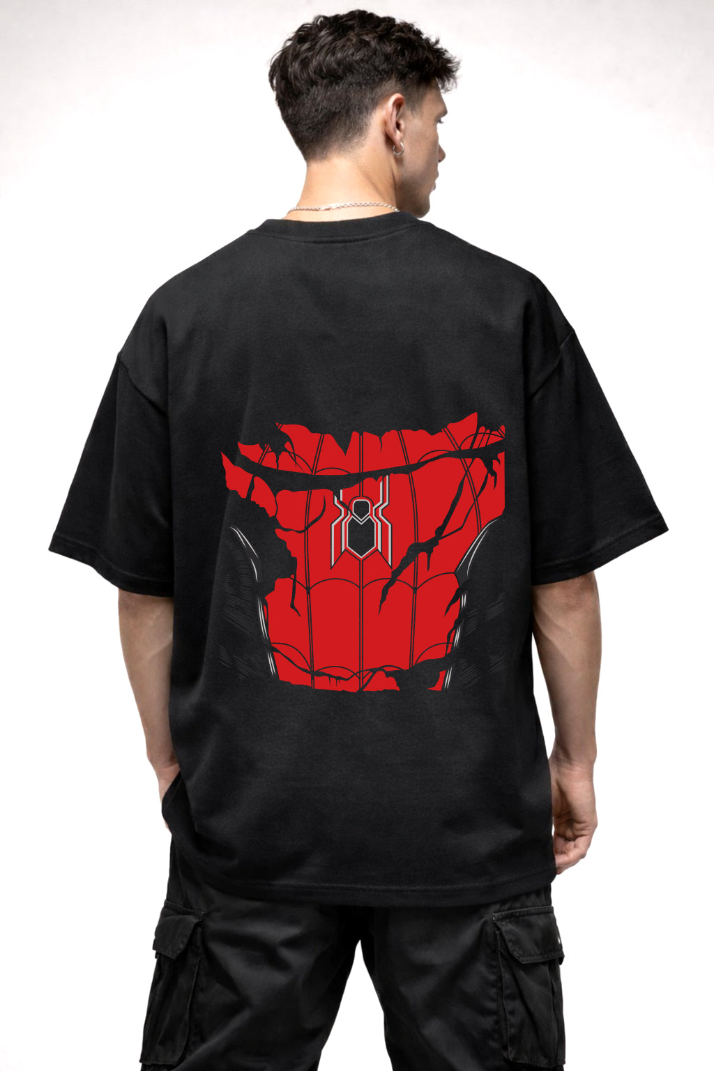 SPIDERMAN LOGO GRAPHIC | BLACK OVERSIZED FIT TEE