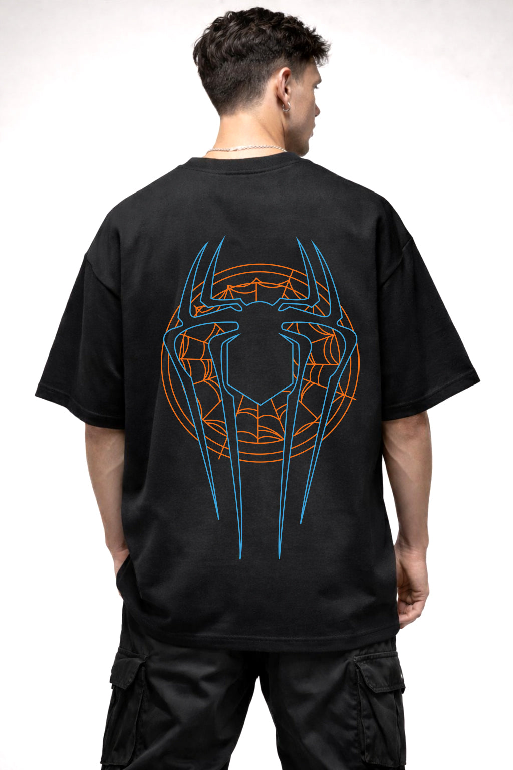 SPIDER WEB LOGO GRAPHIC | BLACK OVERSIZED FIT TEE