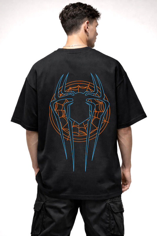 SPIDER WEB LOGO GRAPHIC | BLACK OVERSIZED FIT TEE