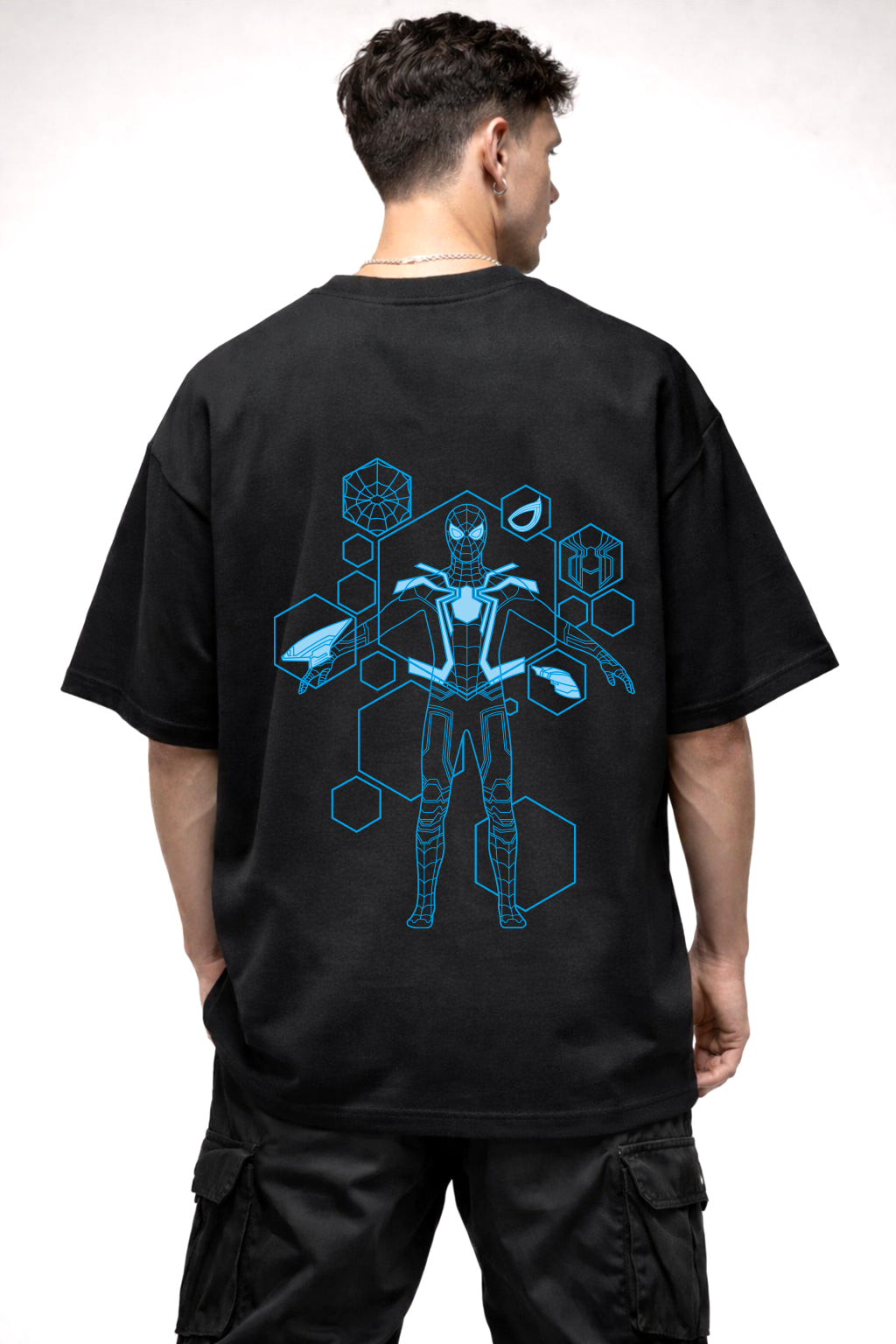 SPIDERMAN IRONSPIDER SUIT GRAPHIC | BLACK OVERSIZED FIT TEE