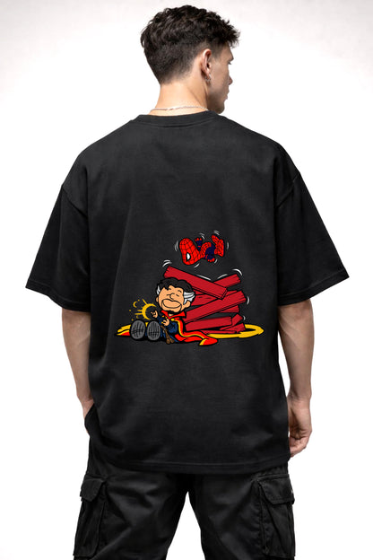 SPIDERMAN AND DOCTOR STRANGE GRAPHIC | BLACK OVERSIZED FIT TEE