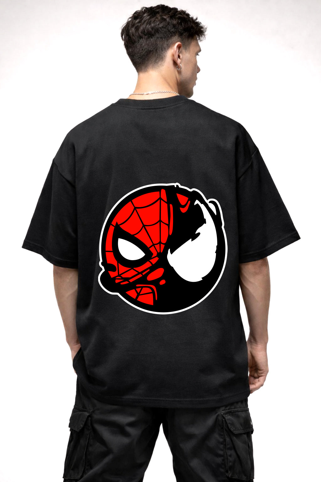 SPIDERMAN COMIC LOGO GRAPHIC | BLACK OVERSIZED FIT TEE