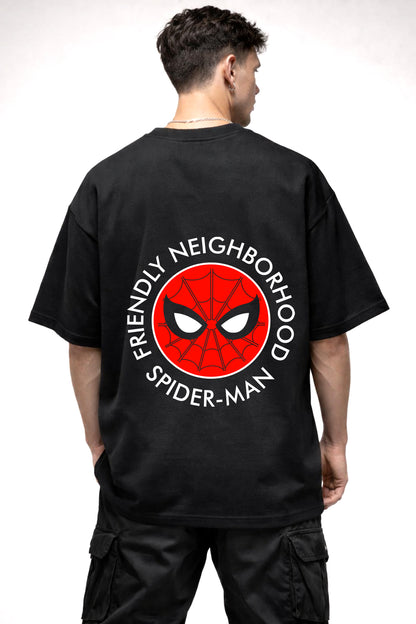 FRIENDLY NEIGHBORHOOD SPIDERMAN GRAPHIC | BLACK OVERSIZED FIT TEE