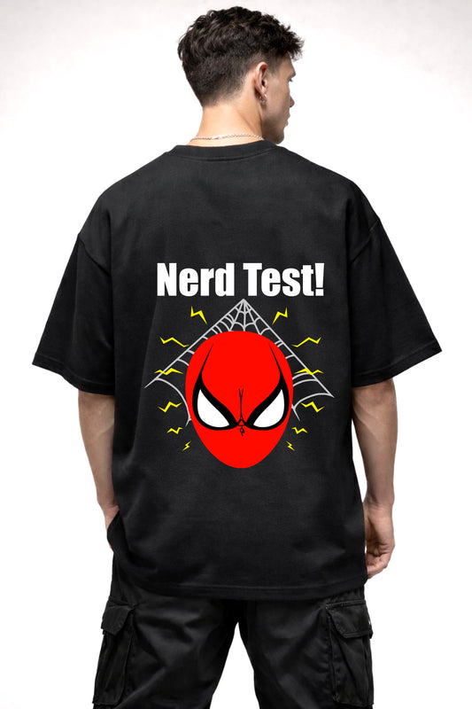 NERD TEST SPIDERMAN GRAPHIC | BLACK OVERSIZED FIT TEE