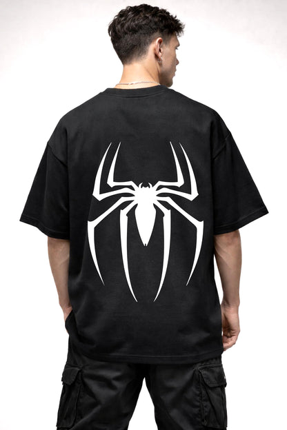 SPIDERMAN BLACK AND WHITE LOGO GRAPHIC | BLACK OVERSIZED FIT TEE