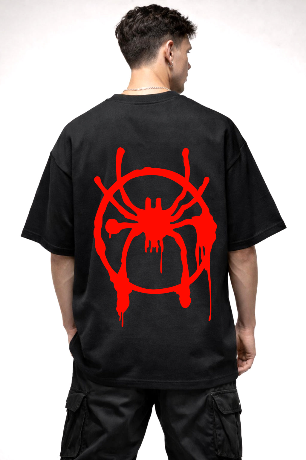 SPIDERMAN BLOOD LOGO GRAPHIC | BLACK OVERSIZED FIT TEE