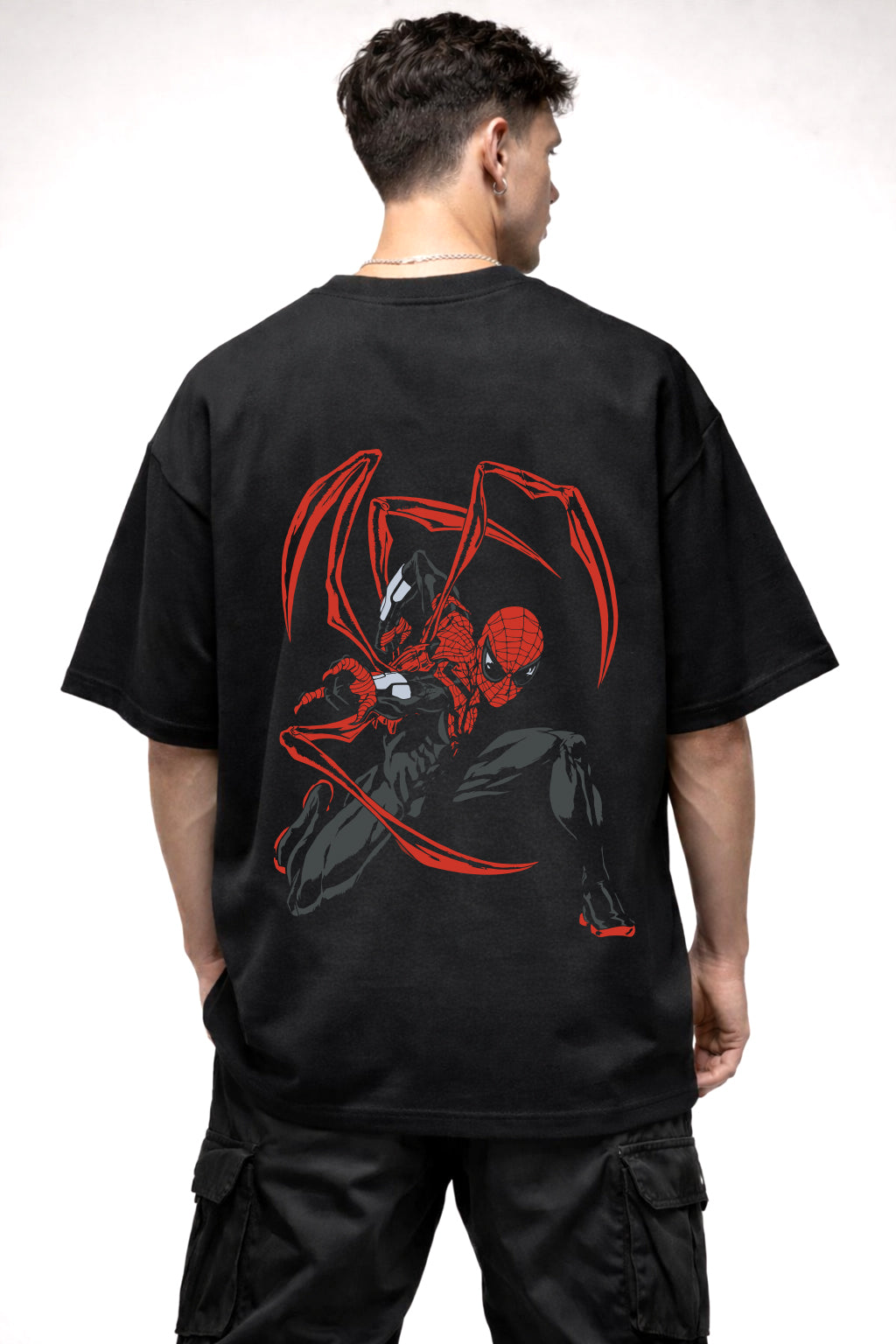 RED AND BLACK SPIDERMAN GRAPHIC | BLACK OVERSIZED FIT TEE