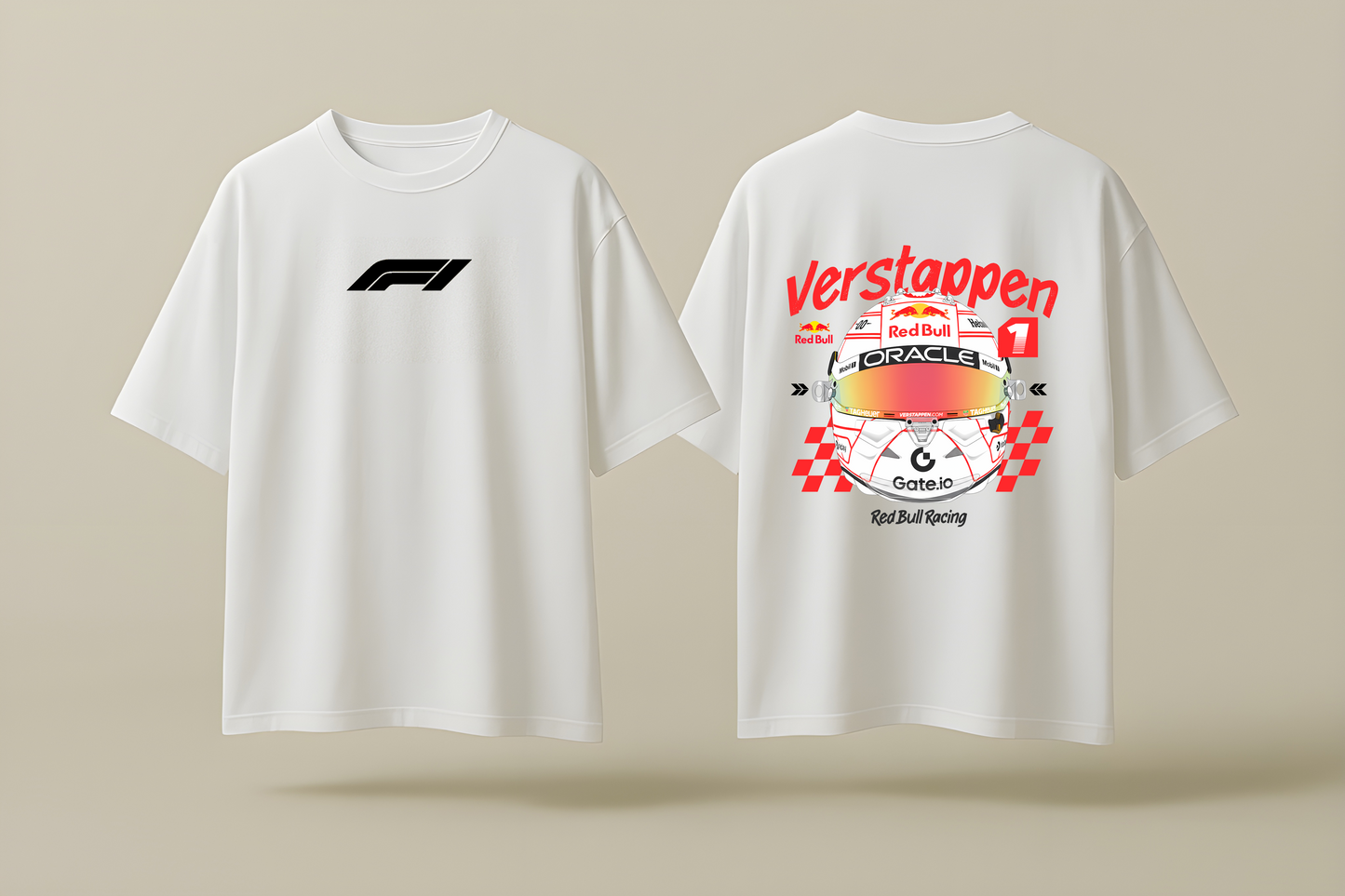 MAX VERSTAPPEN HELMET | WHITE OVERSIZED FIT TEE