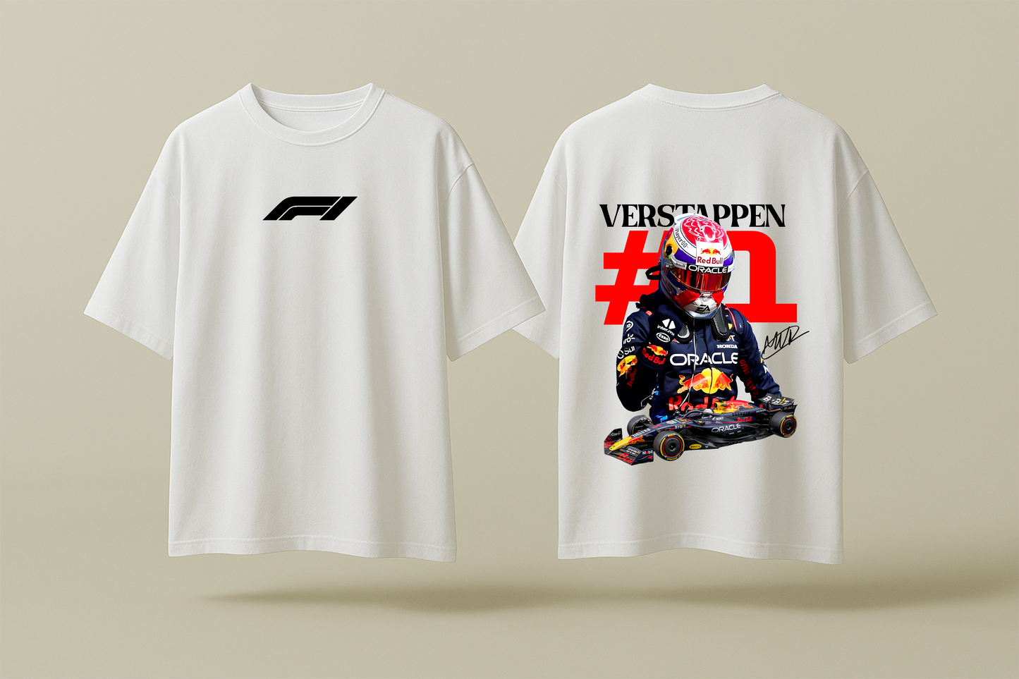 MAX VERSTAPPEN # 1 | WHITE OVERSIZED FIT TEE