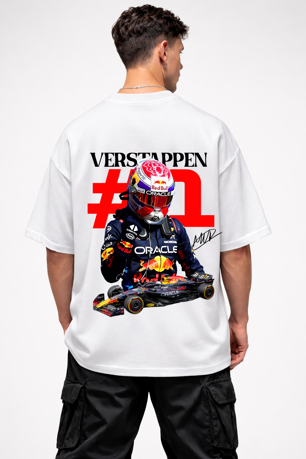 MAX VERSTAPPEN # 1 | WHITE OVERSIZED FIT TEE