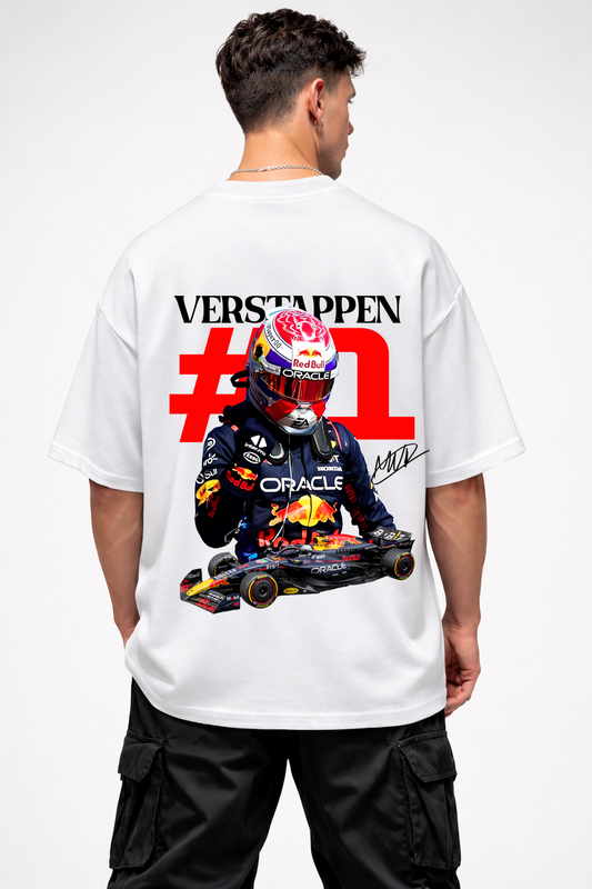 MAX VERSTAPPEN # 1 | WHITE OVERSIZED FIT TEE