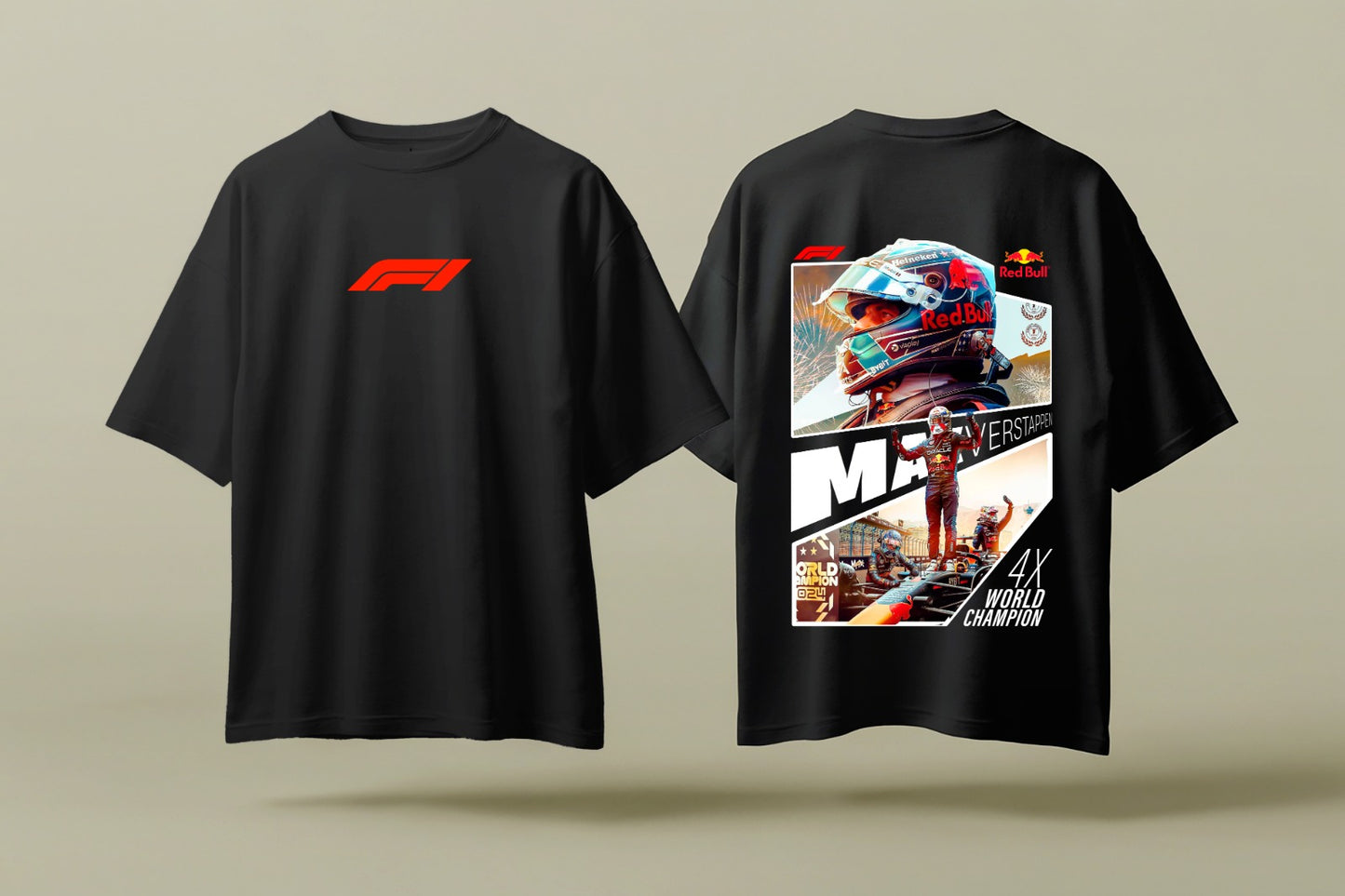 MAX VERSTAPPEN 4X WORLD CHAMP | BLACK OVERSIZED FIT TEE