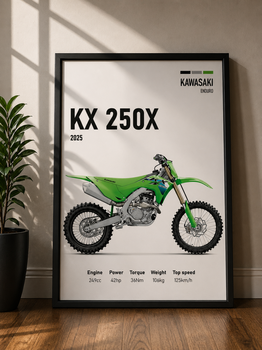 KAWASAKI KX 250X | MINIMAL PHOTO FRAME