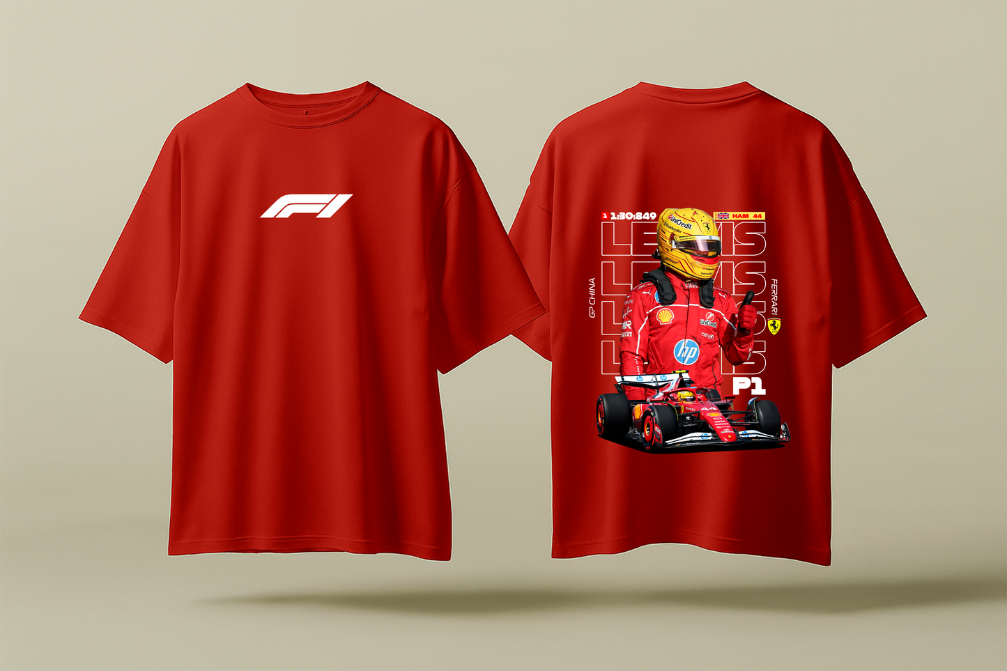 LEWIS HAMILTON FERRARI | RED OVERSIZED FIT TEE