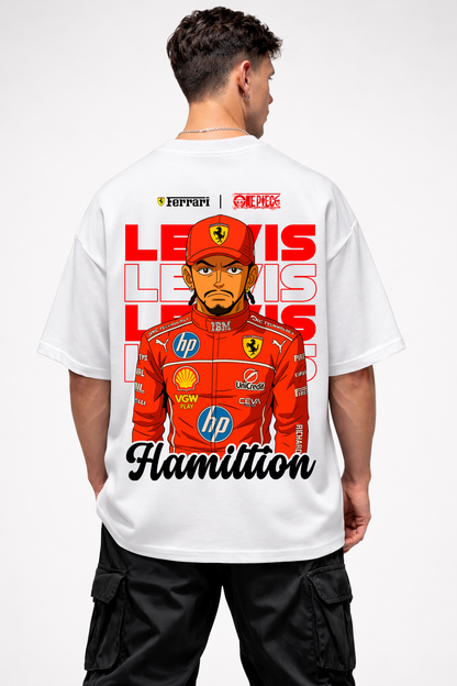 LEWIS HAMILTON ANIME | WHITE OVERSIZED FIT TEE