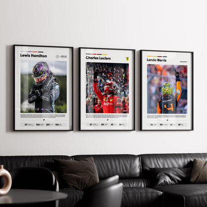 LEWIS HAMILTON,CHARLES LECLERC,LANDO NORRIS| F1 FRAMES | MODERN LUXURY HOME DECOR GIFT CAR