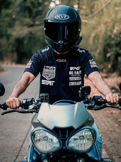 NEVER STOP RIDING - ROUND NECK T-SHIRT - WHITE