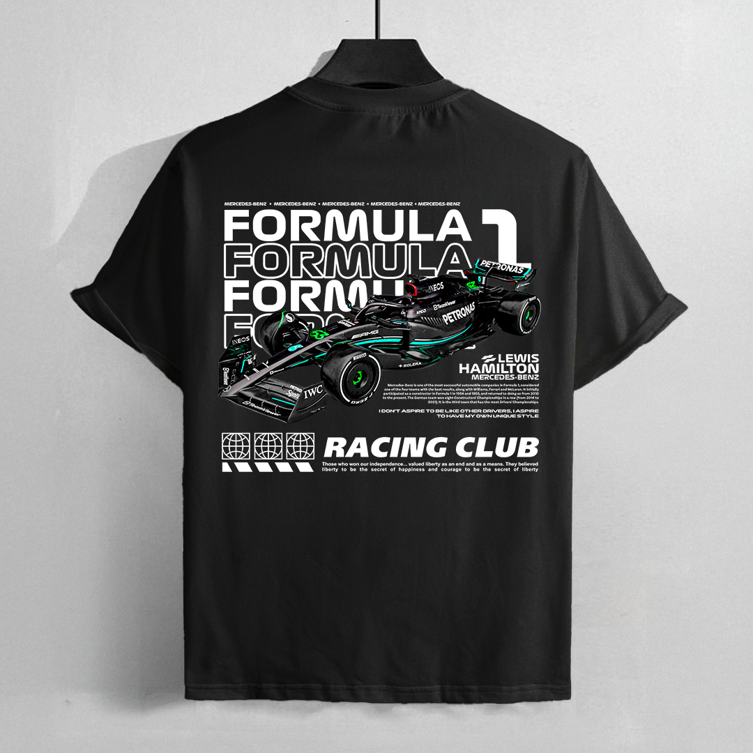 FORMULA 1 RACING CLUB| BLACK OVERSIZED FIT TEE