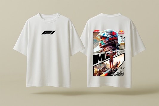 MAX VERSTAPPEN 4X WORLD CHAMP | WHITE OVERSIZED FIT TEE