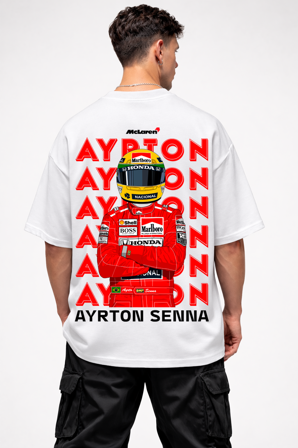 AYRTON SENNA HELMET | WHITE OVERSIZED FIT TEE