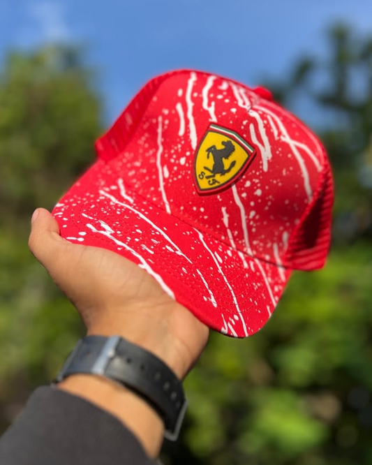 FERRARI RED WHITE SPLASHED  | REGULAR CAP